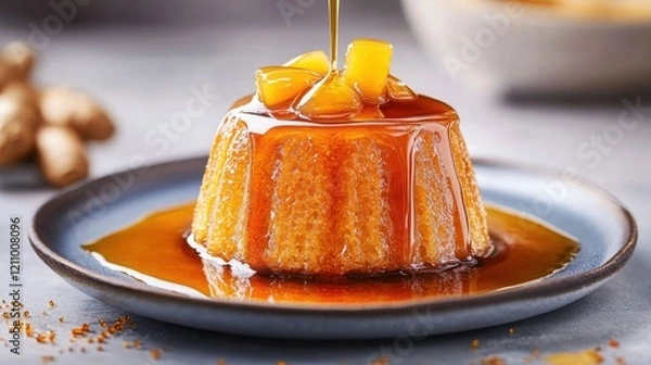 Fototapeta Ginger Honey Steamed Pudding with Soft Texture and Sweet Flavor