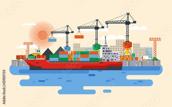 Obraz Wektor hafen w stylu płaski