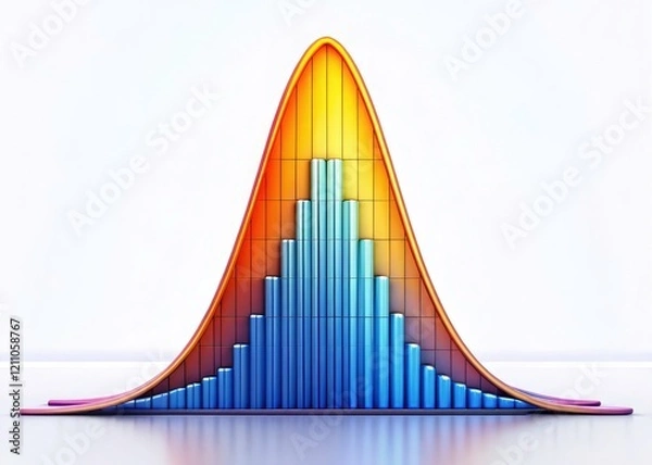 Fototapeta The bell curve: a Gaussian curve illustrating normal distribution, statistical data visualization crucial for probability and data science.