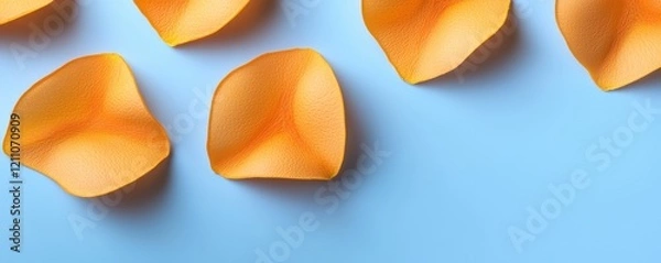 Fototapeta Soft Orange Petals on Light Blue Background for Design