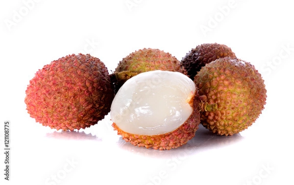 Fototapeta lychee on white background