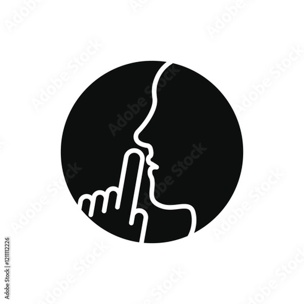 Fototapeta do not disturb icon, please do quiet, pssst or shhh gesture lips, silence or secret, keep shut mouth - icon vector