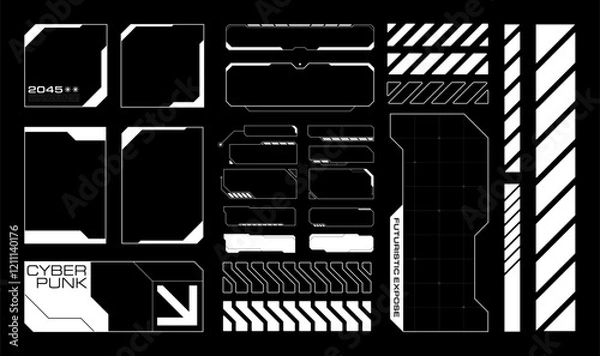 Fototapeta Futuristic Hud Element Vector Illustration. Set cyberpunk tech collection.