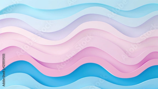 Fototapeta Soft waves in pastel colors create soothing and modern background. gentle curves in shades of pink and blue evoke sense of calm and tranquility