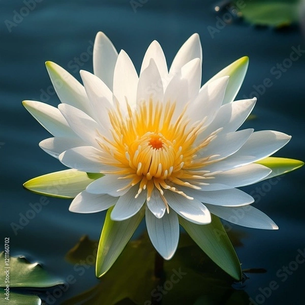 Obraz スイレンは夏に咲く花で池に咲く花で花びらは白い