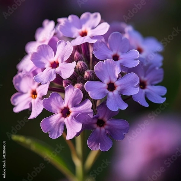 Obraz バーベナは夏に咲く花で枝先に薄い紫色の小花が集まっている