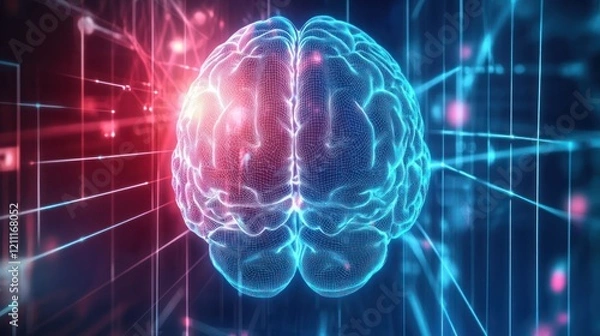Fototapeta Digital Brain: Exploring the Network of Human Intelligence