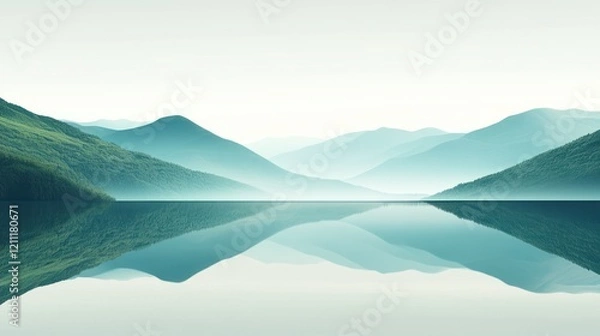 Obraz Serene mountain lake reflection.