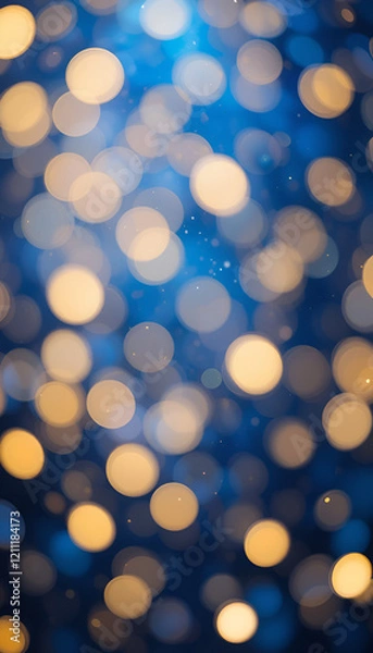 Fototapeta Blue and gold Abstract background and bokeh on New Year's Eve. AI generativ.
