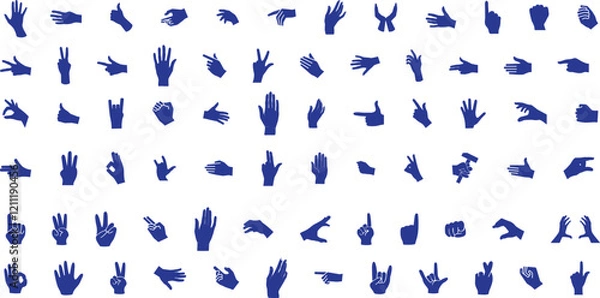 Obraz hand silhouette illustration, various hand gestures, perfect hand vector for sign language, communication visuals