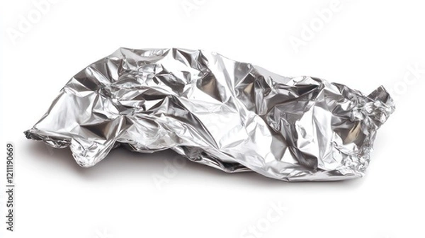 Fototapeta aluminum foil, isolated on white background, full depth of field
