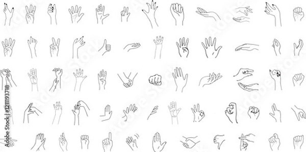 Obraz hand silhouette illustration, various hand gestures, perfect hand vector for sign language, communication visuals