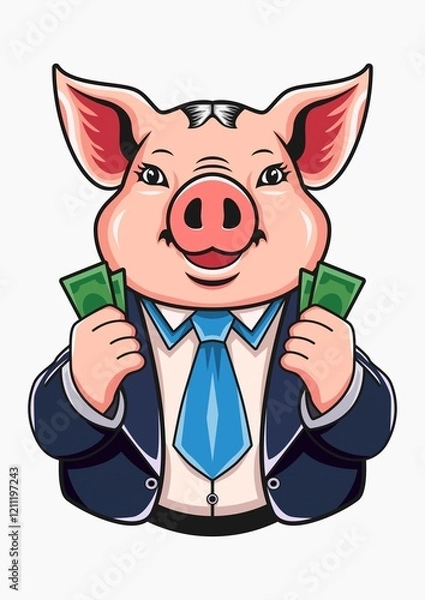 Obraz A pig holding money