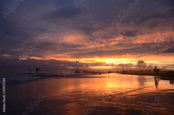 Fototapeta 夕景　黄金色の海　湘南