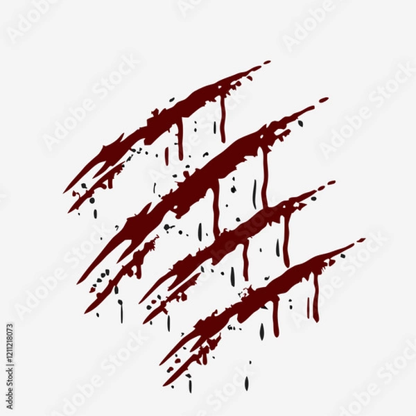 Obraz Scratched claws blood surface background vector illustration (3)