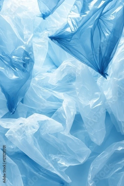 Obraz Abstract Blue Plastic Bag Texture: A Study in Light and Form