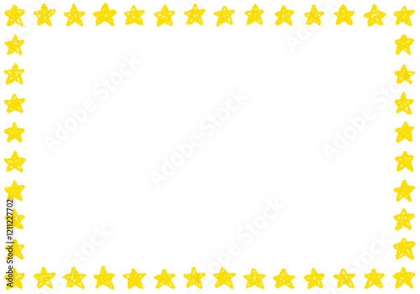 Fototapeta 手描きのクレヨン素材　背景　星のフレーム