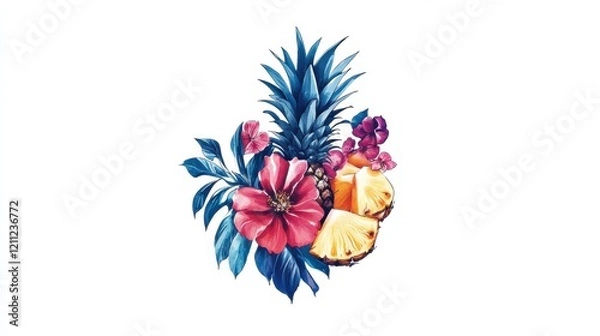 Fototapeta A plate of Chinese sweet and sour chicken with vibrant peppers and pineapple