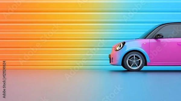 Fototapeta Vibrant Subcompact Car with Gradient Background: A Modern Automotive Illustration