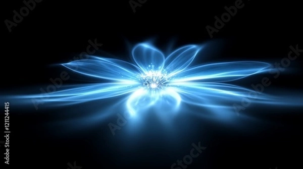Obraz Glowing Blue Floral Light Abstract Design