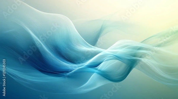 Obraz Serene Blue Wave Abstract: Flowing Teal and Turquoise Hues
