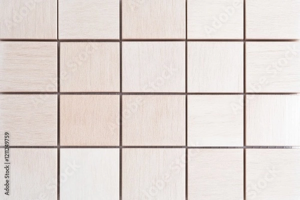 Fototapeta A grid of light-colored tiles arranged in a neat pattern, showcasing subtle textures and a clean aesthetic.