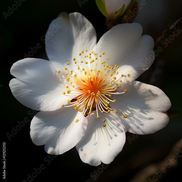 Obraz サツキは夏に咲く花で白い花びらの真ん中にめしべおしべがある