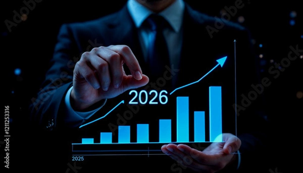 Fototapeta Businessman Holding Smartphone with Digital Bank Image