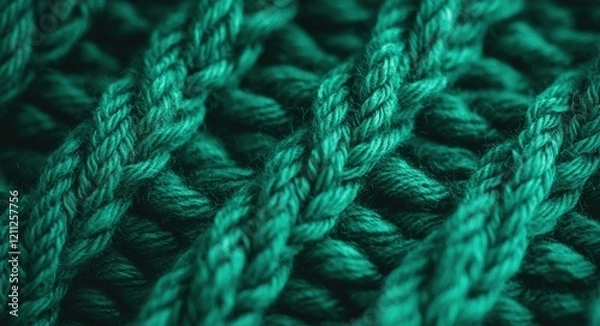 Fototapeta Teal Knit Texture Abstract CloseUp of Woven Yarn
