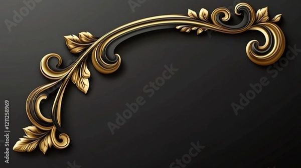 Fototapeta Gold and black ornate decorative design element