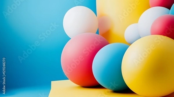 Fototapeta Colorful Balloons in Dynamic Arrangement, Symbolizing Joy and Creativity
