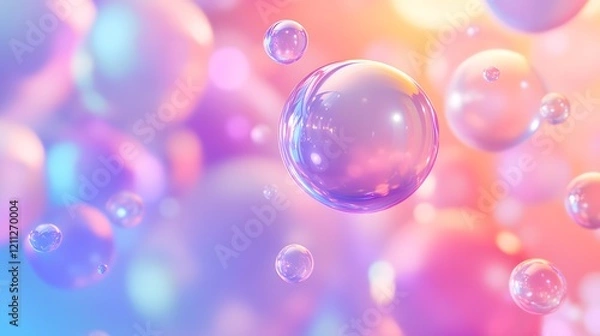 Fototapeta Bright balloons floating in mid-air, radiating joy and vibrant energy