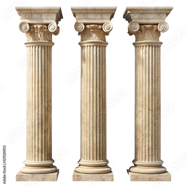 Obraz Elegant antique stone columns isolated on transparent background  
