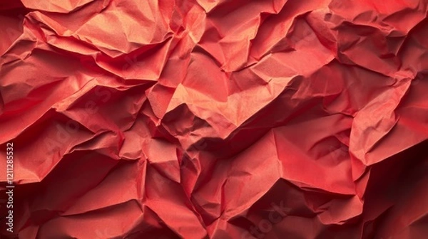 Fototapeta Abstract red crumpled paper texture