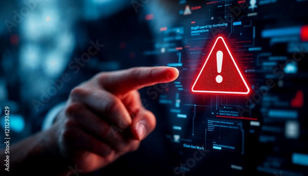 Obraz Businessperson Points to a Red Alert on a Futuristic Interface