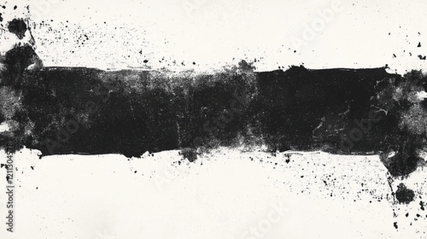 Obraz black ink splat, black and white background, Black Grunge Brush Stroke Texture with Splatter Effects on White Background, Black Backgroung, White Background