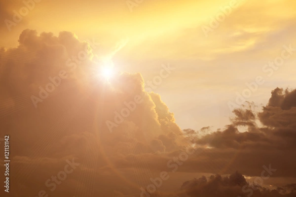 Fototapeta golden sunset with clouds