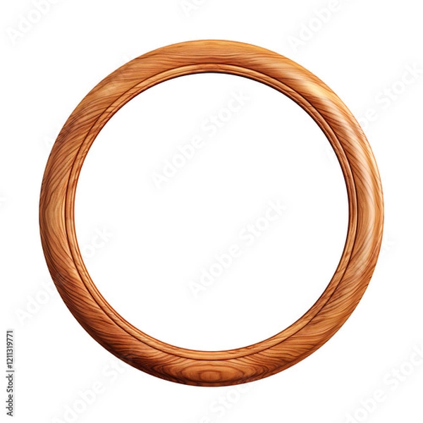 Obraz Wooden round frame isolated on transparent background