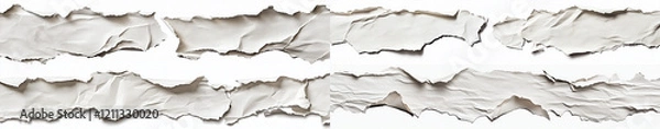 Obraz Torn Paper Edge Isolated on White Background - Realistic Textured Ripped Paper