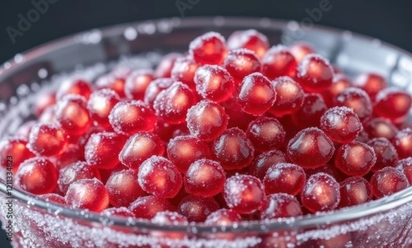 Fototapeta Vibrant pomegranate seeds in a glass bowl