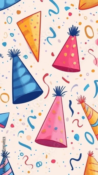 Obraz Colorful Party Hats and Confetti Celebration Design