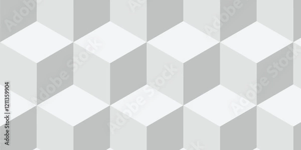 Fototapeta Structure white block box cube seamless pattern grid vintage surface triangle web monochrome square texture white background.	
