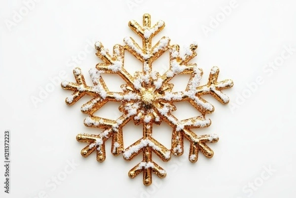 Fototapeta Gold snowflake isolated on white background