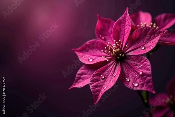 Obraz Deep Crimson Bloom with Dewdrop Details A Stunning Close-Up of a Vibrant Flower