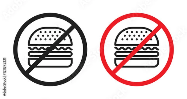 Obraz Forbidden burger icons set in black filled and stroke line style