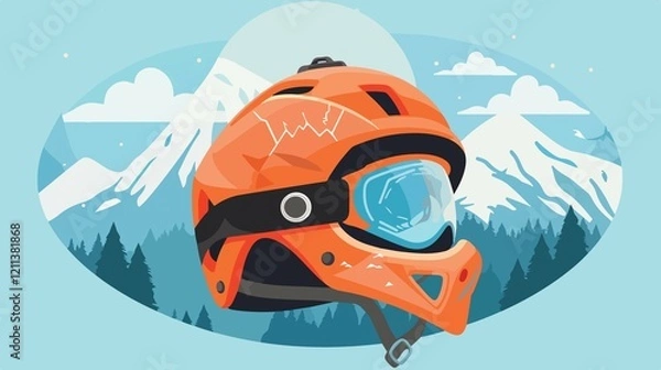 Obraz Mountain Climbing Helmet Flat Vector Illustration