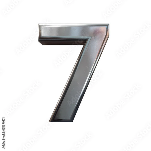 Fototapeta premium 3D silver number seven digit 7 on transparent background