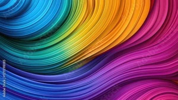 Fototapeta Rainbow holi idea. Colorful abstract waves of paint create a vibrant, artistic background.