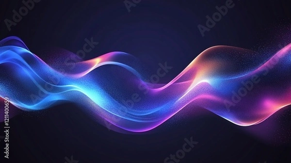 Fototapeta Abstract glowing wave, vibrant colors, dark background.