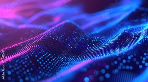Obraz Abstract Digital Wave with Neon Glow